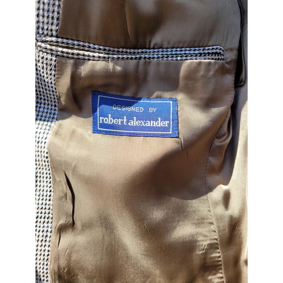 Vintage Robert Alexander Beige and Black Check Tweed 2 Button Blazer - Picture 4 of 12